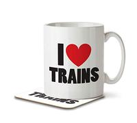 The Inky Penguin - I Love Trains - Mug and Coaster, Ceramic, 11fl. oz.