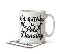 The Inky Penguin - I'd Rather Be Pole Dancing - Dancer Mug and Coaster, Ceramic, 11fl. oz.