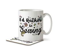 The Inky Penguin - I'd Rather Be Sewing - Crafty, Mug and Coaster, Ceramic, 11fl. oz.