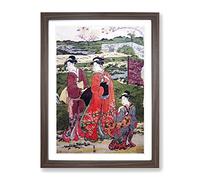The Inner Cherry Blossom Garden By Utagawa Toyokuni Asian Japanese Framed Print | A4 Walnut Framed Wall Art | Ready to Hang | Asian Floral Picture | Living Room Bedroom Lounge Office