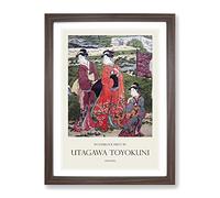 The Inner Cherry Blossom Garden By Utagawa Toyokuni Exhibition Museum Asian Japanese Framed Print | A2 Walnut Framed Wall Art | Ready to Hang | Asian Floral Picture | Living Room Bedroom Lounge Office