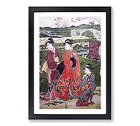 The Inner Cherry Blossom Garden by Utagawa Toyokuni Framed Print | A2 Black Framed Wall Art | Ready to Hang | Modern Floral Picture | Living Room Bedroom Lounge Office