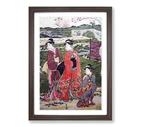 The Inner Cherry Blossom Garden by Utagawa Toyokuni Framed Print | A2 Walnut Framed Wall Art | Ready to Hang | Modern Floral Picture | Living Room Bedroom Lounge Office