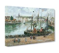 The Inner Harbour By Camille Pissarro Canvas Print | Gallery Wrapped 30mm Frame Wall Art | 24x16 inches | Ready to Hang | Impressionist Seascape Picture | Living Room Bedroom Lounge Office