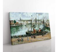 The Inner Harbour By Camille Pissarro Classic Painting Canvas Wall Art Print Ready to Hang, Framed Picture for Living Room Bedroom Home Office Décor, 50x35 cm (20x14 Inch)