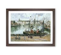 The Inner Harbour By Camille Pissarro Classic Painting Framed Print | A2 Walnut Framed Wall Art | Ready to Hang | Classic Historical Picture | Living Room Bedroom Lounge Office