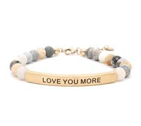 THE INSPIRATION CO. Love You More Bracelet - Gemstone Beaded Bracelet with Engraved 403 Stainless Steel Bar - Made in the USA, One Size, Bamboo, bamboo