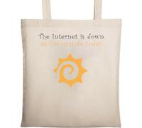 The Internet is Down Funny Slogan Natural Ecological Cotton Tote Bag Beige