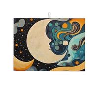 The Interweaving of Moon and Nebula Large Microfiber Dish Draining Mat Reusable Washable Dish Drainer Pad Rack Mat for Kitchen Accessory 18x24 Inch