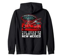 The Invasion Started In New Mexico UFO Cowboy Zip Hoodie