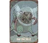 The Invincible Dog Metal Tin Sign Poster Game Decor for Living Room Cafe Decorative Sign for Wall 12x8Inches