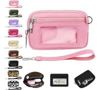 The Iris' Pouch Wallet Women's Waterproof Nylon Key Ring Wallet Zip Card Holder with ID Window, rose, Fashionable