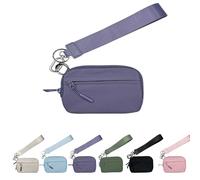 The Iris' Wallet 2nd Gen, Women's Pouch Wristlet with Zippered Card Case, ID Window, and Hand Strap (Purple)