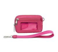 The Iris' Wallet, Women's Wristlet Handbags, Zip Card Case with ID Window, Women's Waterproof Nylon Keychain Wallet (Red,One Size)