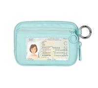 The Iris Zipper Wallet Case for Card with ID Window, Zipper Purses, Mini Portable Keychain, Aquamarine (Aqua Sky), Talla única