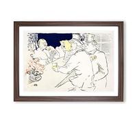 The Irish and American Bar by Henri De Toulouse-Lautrec Framed Print | A2 Walnut Framed Wall Art | Ready to Hang | Modern Nature Picture | Living Room Bedroom Lounge Office