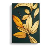 The Irresistible Leaves Black, Peach, Orange Canvas Print | Gallery Wrapped 30mm Frame Wall Art | 30x20 inches | Ready to Hang | Contemporary Floral Picture | Living Room Bedroom Lounge Office