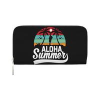 The Island of Paradise Aloha Summer PU Leather Wallet for Women Men Credit Card Wallet Long Clutch Purse Around Zipper Wallets