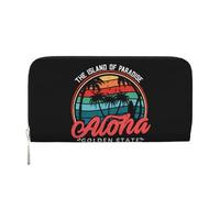 The Island of Paradise Aloha Sunset PU Leather Wallet for Women Men Credit Card Wallet Long Clutch Purse Around Zipper Wallets