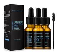 THE ISMA Castor Oil, Pure Cold Pressed Castor Oil for Eyebrows, Eyelashes, Hair Growth, Nails, and Skin 30ml bottle with brushes (10ml x 3)