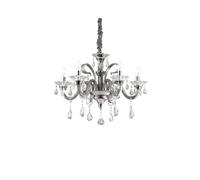 The Italian Collection Colossal 6 Light Chandelier in Chrome and Ivory Finish