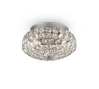 The Italian Collection King 3 Light Flush Ceiling Fitting in Polished Chrome & Crystal Finish
