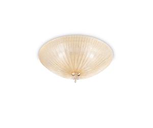 The Italian Collection Shell 3 Light Flush Ceiling Fitting in Amber Finish