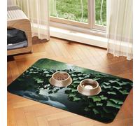 The Ivy of The Mysterious River Pet Feeding Mat Dog Cat Eating Food Absorbent Leather Tablecloth for and Water Bowl Waterproof No Stains Quick Dry Non-Slip 23.62 * 15.75IN