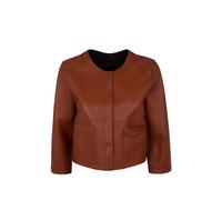 The Jackie Leathers buttoned leather jacket - Brown 42-44