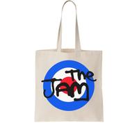 The Jam Mod Target Logo Inspired Graphic Design British Music Fan Artwork de Canvas Tote Bag - Reusable Cotton Shopping Bag, Natural