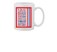 The Jam Singles Collection Ceramic Coffee Mug, White with Red and Blue British Flag Design, Mod Rock Band Music Theme Novelty Print