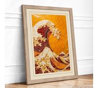 The Jam Wave Eclectic Framed Wall Art Print A2 (59.4×42cm) Oak, Wall Decor for Living Room, Bedroom, Office & Home, Ready to Hang, Art Gift