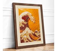 The Jam Wave Eclectic Framed Wall Art Print A3 (42×29.7cm) Walnut, Wall Decor for Living Room, Bedroom, Office & Home, Ready to Hang, Art Gift