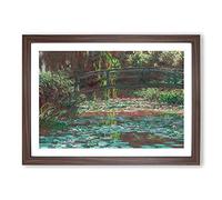 The Japanese Footbridge by Claude Monet Framed Wall Art Print A2 Walnut