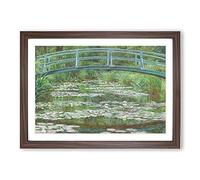 The Japanese Footbridge by Claude Monet Framed Wall Art Print A2 Walnut