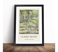 The Japanese Footbridge by Claude Monet Framed Wall Art Print A3 Black