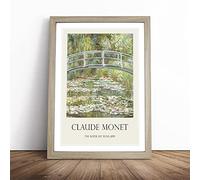 The Japanese Footbridge by Claude Monet Framed Wall Art Print A3 Oak
