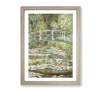 The Japanese Footbridge By Claude Monet Framed Wall Art Print A4 Oak