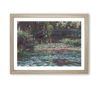The Japanese Footbridge Vol.3 By Claude Monet Classic Painting Framed Wall Art Print, Ready to Hang Picture for Living Room Bedroom Home Office Décor, Oak A3 (46 x 34 cm)