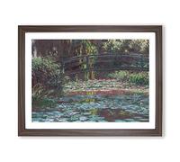 The Japanese Footbridge Vol.3 By Claude Monet Classic Painting Framed Wall Art Print, Ready to Hang Picture for Living Room Bedroom Home Office Décor, Walnut A3 (46 x 34 cm)