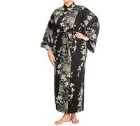 The Japanese Shop Cherry Blossom Print Long Black Authentic Yukata XL