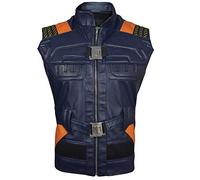 The Jasperz Superhero Costume - Blue Leather Vest, XXS-3XL, Blue, S