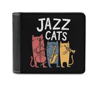 The Jazz and The Cats Casual Men's Bi-fold Wallets | Leather Slim Card Cases with 6 Slot Minimalist Purse Coin Clip