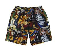 (The Jazz Group_7198) Famgem Men's Beach Shorts Hawaiian Swim Trunks with Pockets Quick Dry Board Swimwear Bathing Graphic Printed Suit for Surfing Lounge Running Gifts