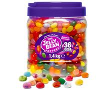 The Jelly Bean Factory, Gourmet Jelly Beans 1.4 KG Jar - 36 Natural, Huge Jelly Fruit Flavours, Retro American Sweets, Chewy Sweets for Kids, Adults -