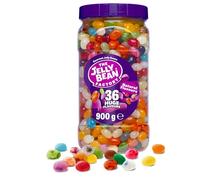 The Jelly Bean Factory, Gourmet Jelly Beans 900 g Jar - 36 Natural, Huge Jelly Fruit Flavours, Retro American Sweets, Chewy Jelly Sweets for Kids, Adults - Bulk Pick & Mix Jelly Beans Gift