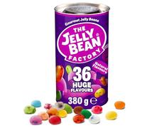 The Jelly Bean Factory, Gourmet Jelly Beans 380 g Can - 36 Natural, Real Jelly Fruit Flavours, Retro American Sweets, Chewy Jelly Sweets for Kids, Adults - Bulk Pick & Mix Jelly Beans Gift