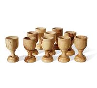 THE JERUSALEM GIFT SHOP SINCE 2004 10 Small Communion Cups. Hand Carved Kiddush Cup from Olive wood - for Church, Ministry & Worship events with Certificate of Origin.