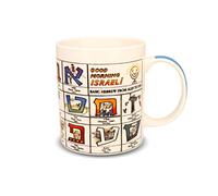 THE JERUSALEM GIFT SHOP SINCE 2004 Hebrew Alphabet Coffee Mug - “Good Morning Israel” Alef-Bet Learning Cup with Israeli Words & English Phonetics (Alef to Tav)