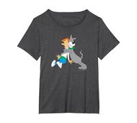 The Jetsons Astro Hugging George T-Shirt, Women's Plus, Dark Heather Grey, 6X